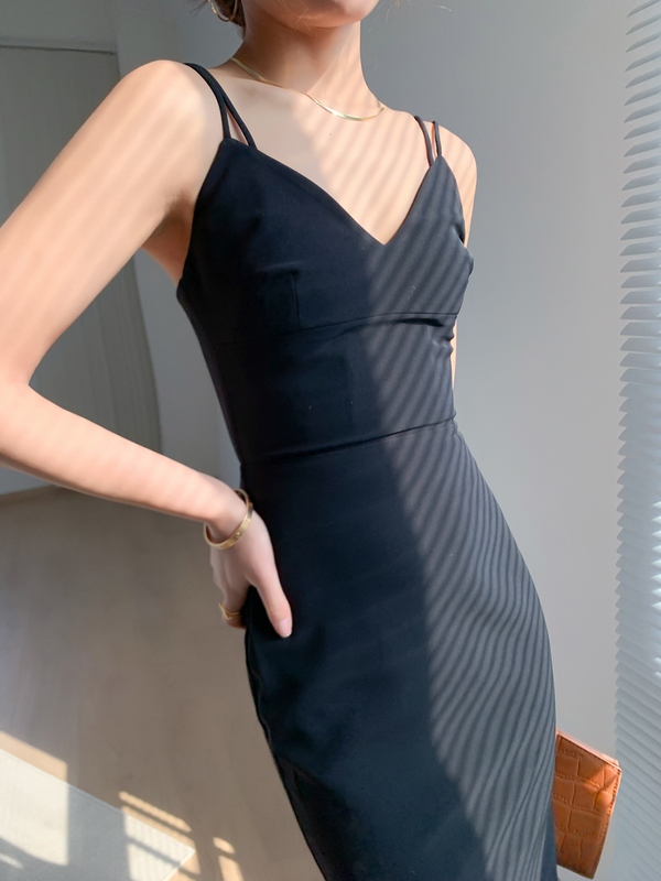 Triacetate Black Bodycon Slip Dress
