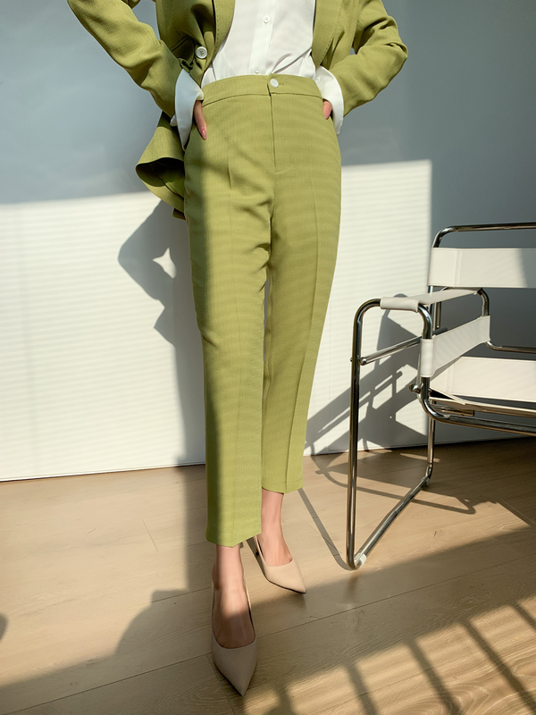 Triacetate Linen Texture Chopped Trousers